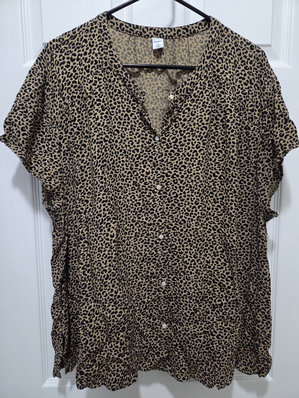 Old Navy Tan and Black Leopard Print Button-Down Shirt